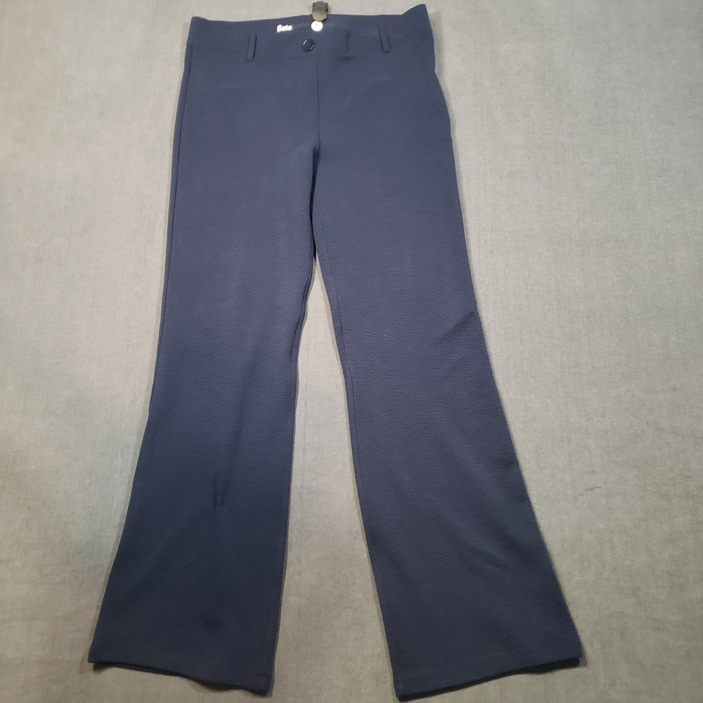 Betabrand Dress Pant Yoga Pants Womens M‎ Petite Navy Blue Textured Bootcut